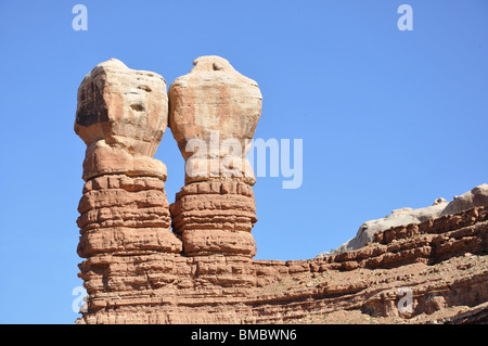 Navajo Twins Rock, Bluff, Utah, USA Stock Photo
