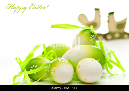 easter eggs and chicken Stock Photo