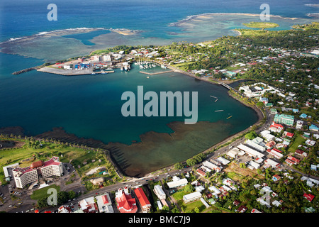 Aerial view of Apia town and harbour, Upolu, Samoa Stock Photo