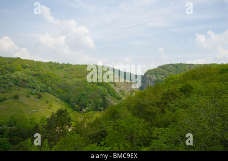 A View Over The Gorge From The Lookout Tower At The Top Of Cheddar Gorge Somerset England Stock Photo