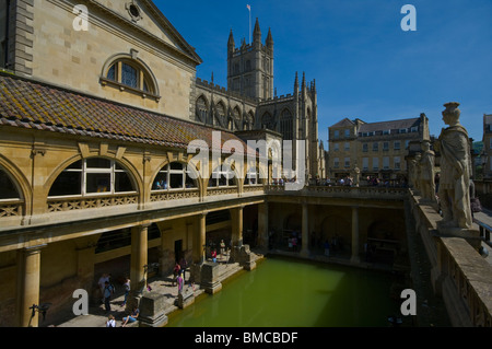 The Roman Baths With The Abbey In The Background Bath Somerset England Stock Photo