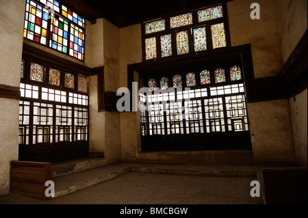 inside the Aqsunqur Mosque (The Blue Mosque),the old heart of islamic cairo, Darb al –Ahmar (the red road), cairo , egypt Stock Photo