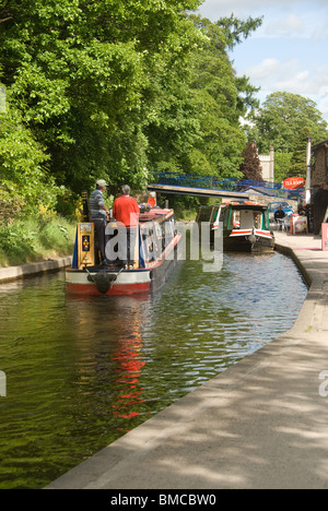 Narrow boats on Llangollen Canal Stock Photo