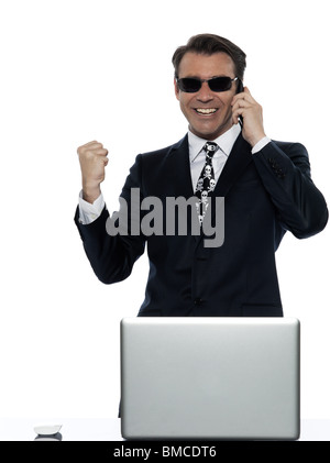 man computer pirate caucasian in studio isolated on white background Stock Photo