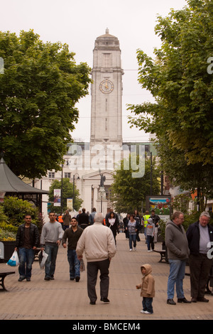 View of Luton Town Hall through trees from George Street Stock Photo