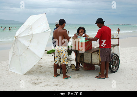 ice cream and snacks seller  from the the beaches in cabo frio,brazil,south america Stock Photo