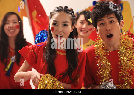 Chinese soccer fans Stock Photo