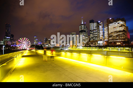 Melbourne City at Night Stock Photo