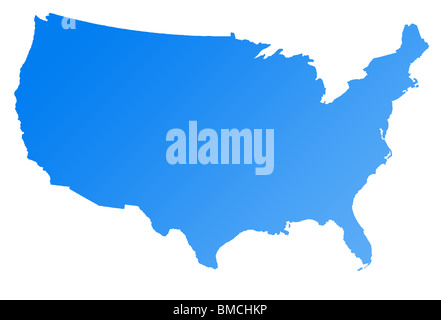 Map of America or USA, isolated on white background. Stock Photo