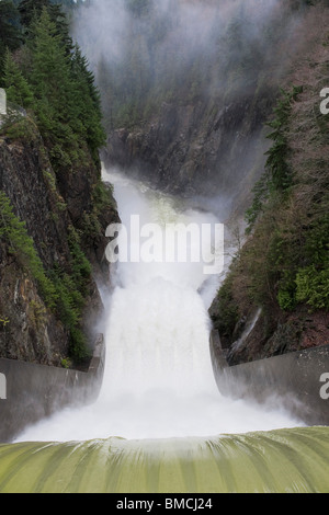 Capilano River and Cleveland Dam, Vancouver, British Columbia, Canada Stock Photo