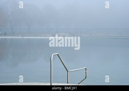 Swimming Pool in Fog Stock Photo