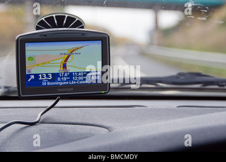Sat Nav in France Stock Photo