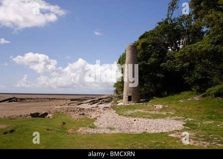 Old  stone chimney stack, Jenny Brown's point , Lancashire Stock Photo