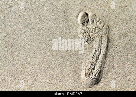 Footprint in the sand at Boracay, Philippines Stock Photo
