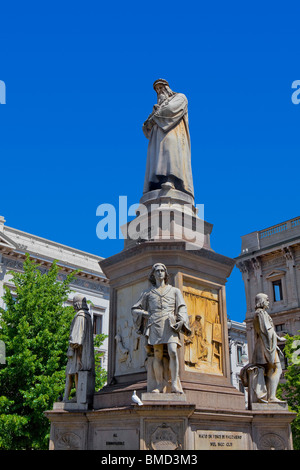 Statue of Leonardo Da Vinci in Milan, Italy Stock Photo