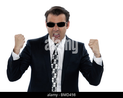 man criminal expressive pirate caucasian in studio isolated on white background Stock Photo