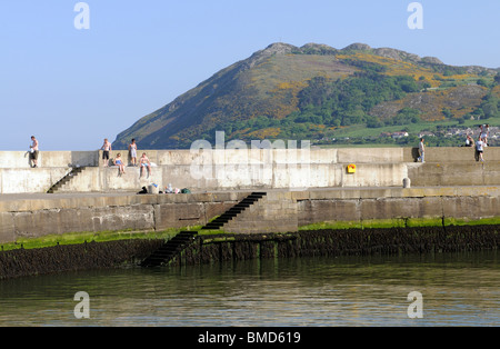 The Bray Harbour with a backdrop of Bray Head in County Wicklow southern Ireland Stock Photo