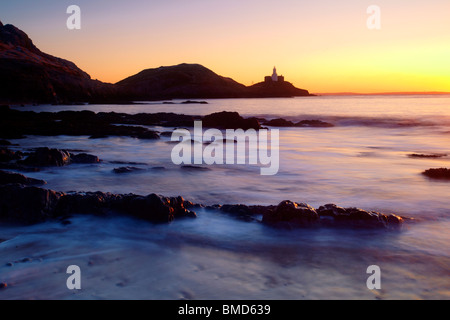 Bracelet Bay, Mumbles, Swansea, Gower Peninsula, Dawn seascape, mumbles lighthouse Stock Photo