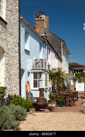 UK, England, Devon, Dittisham, colourfully painted riverside, houses on the Quay Stock Photo