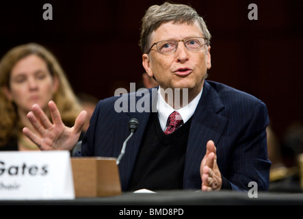 Former President Bill Clinton and Gates Foundation founder Bill Gates. Stock Photo