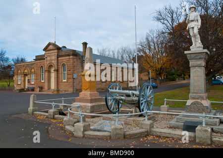 War memorial outside the old town hall in the main street of the historic town of Ross in the Tasmanian midlands Stock Photo