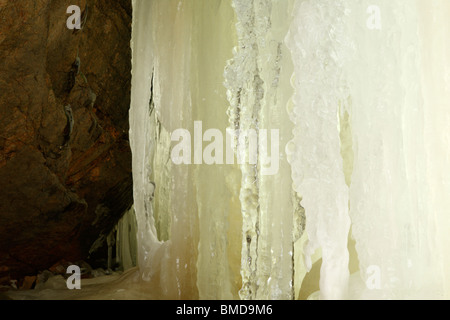 Franconia Notch State Park - Flume Gorge during the winter months in Lincoln, New Hampshire USA Stock Photo