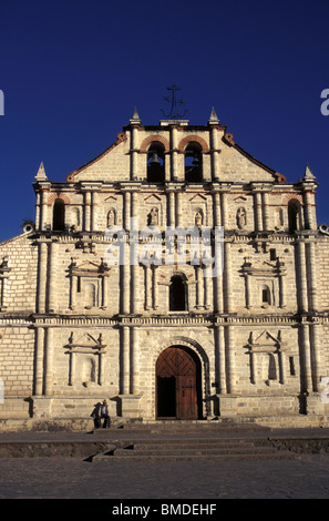 Spanish colonial Church of Saint Francis in Panajachel on Lake Atitlan, Guatemala Stock Photo