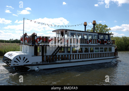 Mississippi Paddle Boat Southern Comfort on the River Bure near Horning, Norfolk, Broads National Park Stock Photo