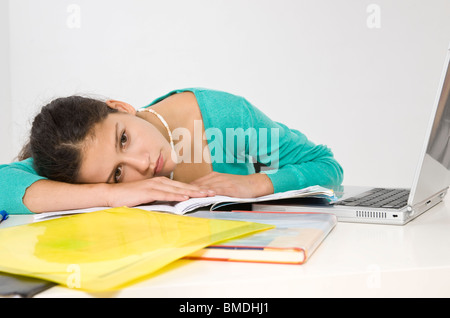 Girl Taking a Break from Homework Stock Photo