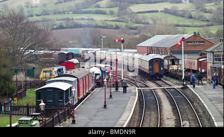 A station on a railway line in the countryside Stock Photo