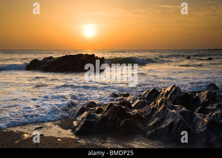 Sunset at Dollar Cove, Lizard Peninsula, Cornwall England UK Stock Photo