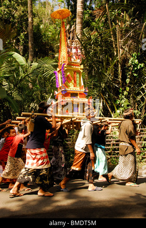 worshippers ,galungan festival , major bali ceremony ,Pura Stock Photo