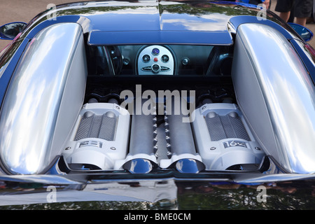 A Bugatti Veyron engine and rear window Stock Photo