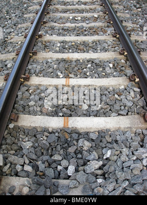 Angle View of Railway Tracks Stock Photo