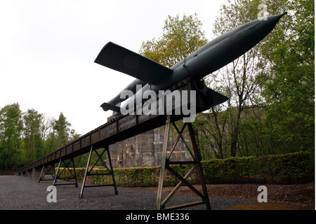 A V1 rocket on the launch ramp The Nazi missile bunker complex and V1 and V2 missile launchpad at Eperlecques Stock Photo