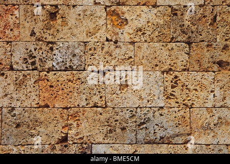 Wall made from sandstone bricks Stock Photo