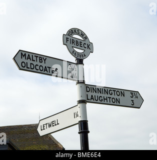 Old West Riding road sign in Firbeck Stock Photo