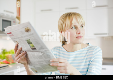 Woman having breakfast, Sweden. Stock Photo