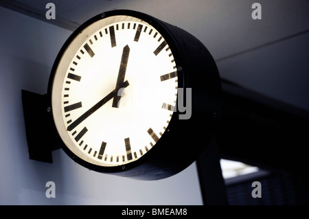 Close-up of clock at train station Stock Photo