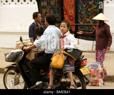 Street scene Luang Prabang, Laos. Stock Photo