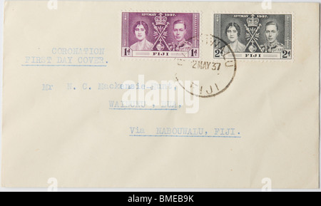 Unique envelope with coronation postage stamps of edward and  Walllis Simpson. Stock Photo