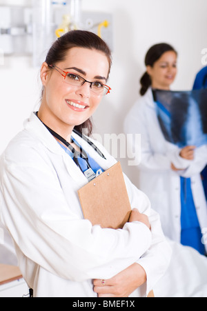 beautiful young medical doctor in hospital Stock Photo