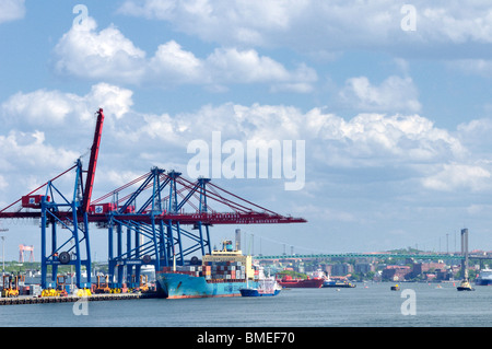 Scandinavia, Sweden, Gothenburg, View of cargo ship in harbour Stock Photo