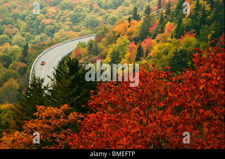 North America, USA, North Carolina, View of road passing by Blue Ridge Parkway, elevated view Stock Photo