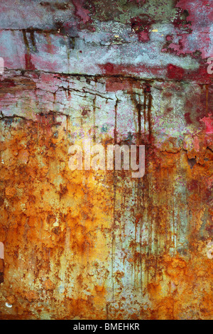 green and red grunge aged paint wall texture background Stock Photo