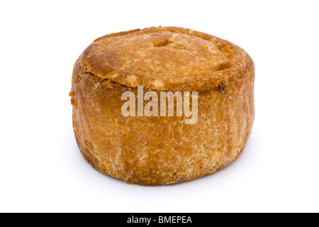 small pork pie isolated on a white background Stock Photo
