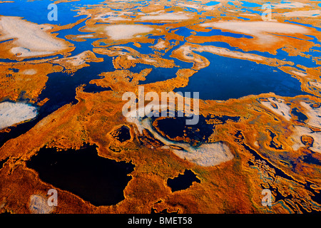 Aerial view of Swan Lake, Bayanbulak Grasslands, Bayingolin Mongol Autonomous Prefecture, Xinjiang, China Stock Photo