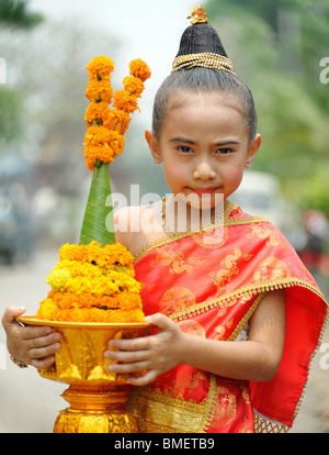 Girl In Lao Traditional Costume Stock Photo