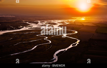 Magnificent sunset view of Ili River Scenery, Künes County, Ili Kazakh Autonomous Prefecture, Xinjiang, China Stock Photo