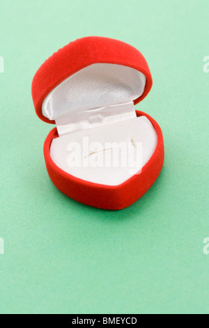 Red Heart Shaped Jewel Box close up Stock Photo